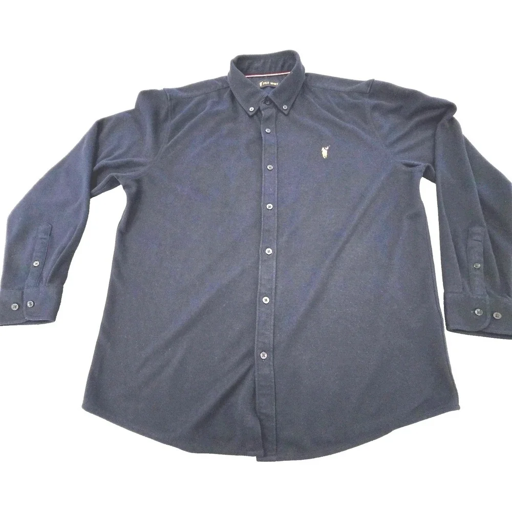 VTG 90s POLO SPORT‎ Ralph Lauren Men's Flannel Shirt NAVY  Polo Pony Sz Large